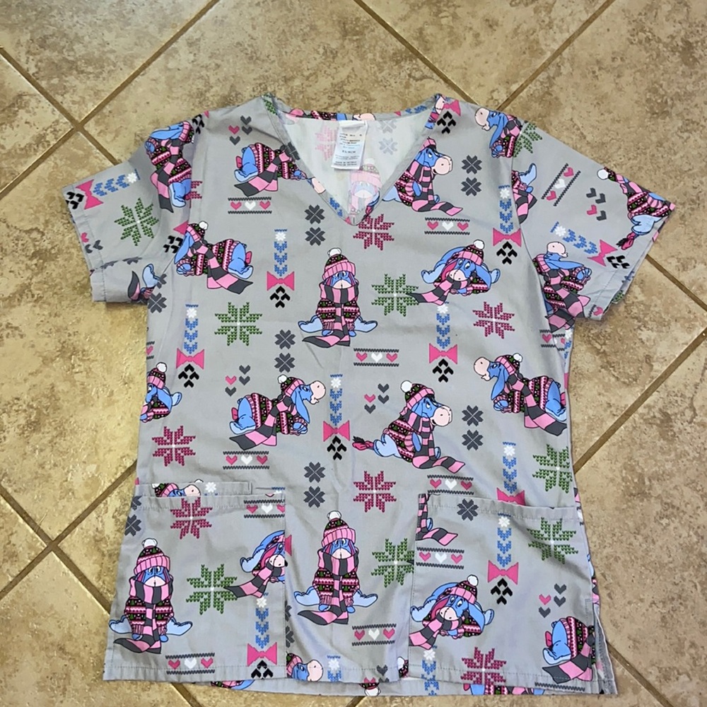 Disney Eeyore Scrub Top Bundled for the Cold
